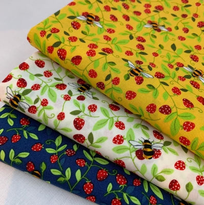 Rose & Hubble – Bees & Strawberries Navy CP0867 - Image 2