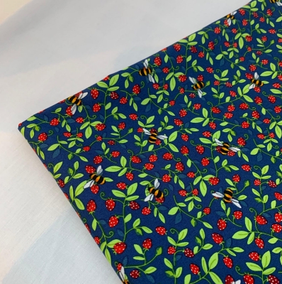 Rose & Hubble – Bees & Strawberries Navy CP0867 - Image 4