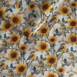 Autumn Sunflowers  Printed Cotton Fabric