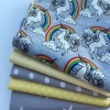 Unicorn Grey & Yellow Fat Quarter Bundle Cotton
