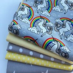 Unicorn Grey & Yellow Fat Quarter Bundle Cotton