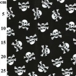 Black skull cross bone Polycotton 1m