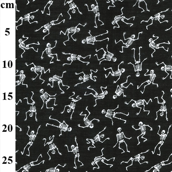 Black Skelton Polycotton 1m