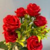 38cm Rose Bush with Berries - Red