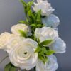 38cm Rose Bush with Berries - White