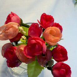 23cm Mini Spring Rosebud Bush With Astible - Pinks