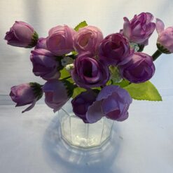 23cm Mini Spring Rosebud Bush With Astible - Purples