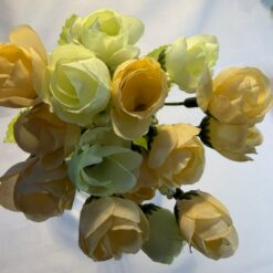 23cm Mini Spring Rosebud Bush With Astible - Yellows