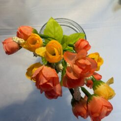 23cm Mini Spring Rosebud Bush With Astible - Oranges