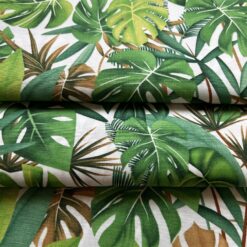 Large Jungle Leaves Printed Cotton Fabric