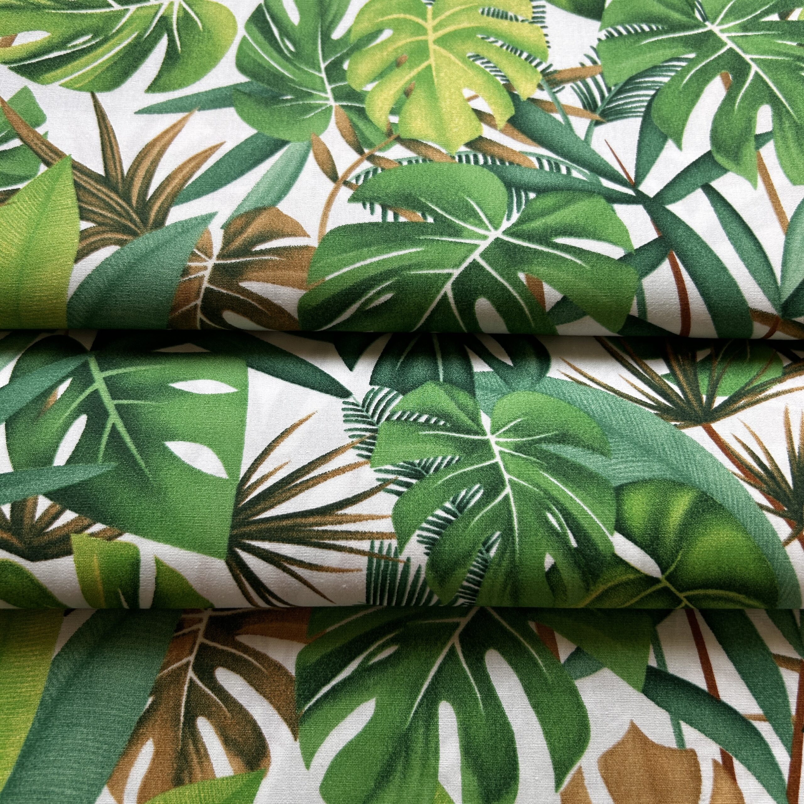 Large Jungle Leaves Printed Cotton Fabric